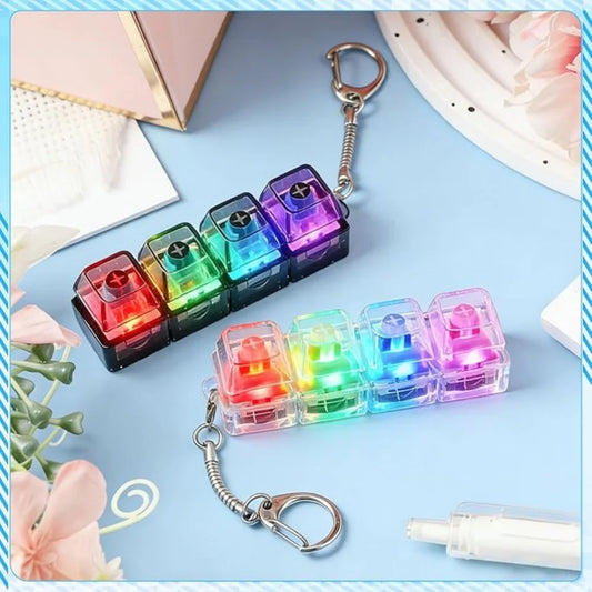 Crystal Clicker Keychain Satisfying Glow Button Fidget Toy